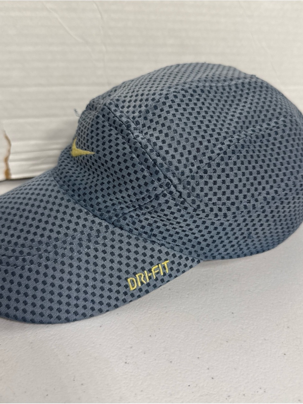 Nike Men's Gray Mesh Dri-FIT Cap with Yellow Logo